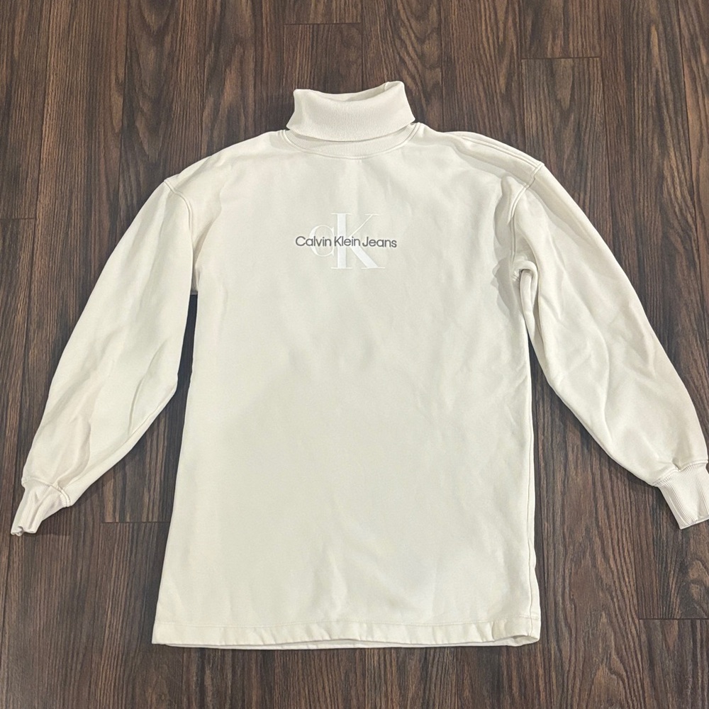 Calvin Klein Jeans Womens Off-White Turtleneck Sweatshirt